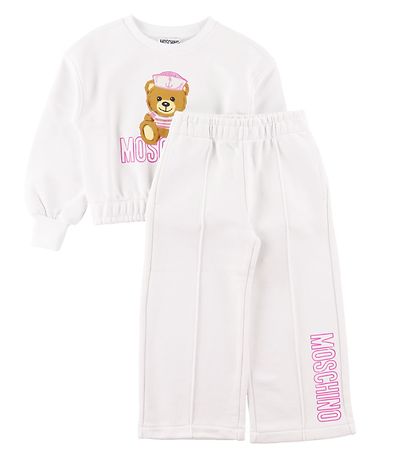 Moschino  Sweats?t - Hvid/Rosa m. Print/Pailletter