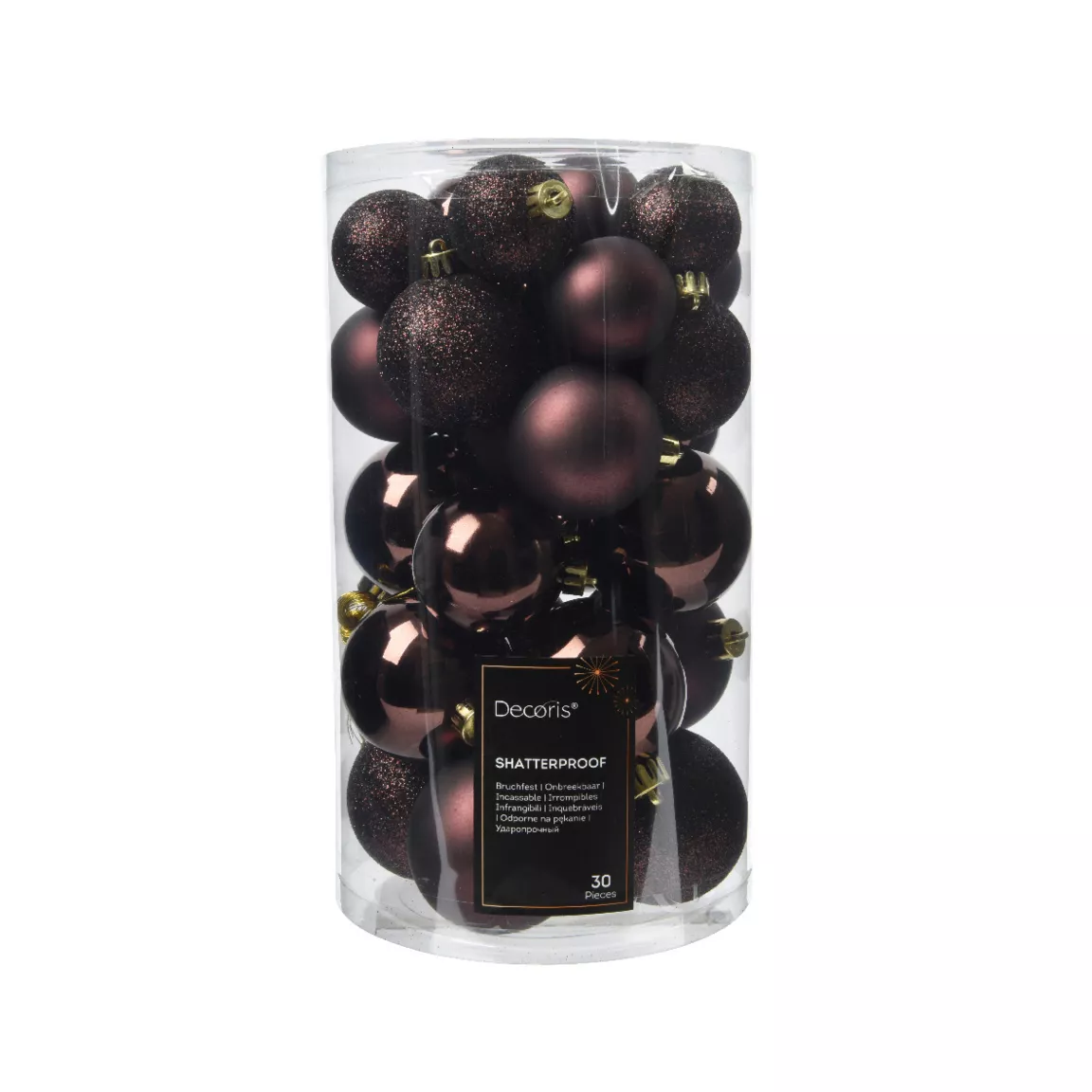 Lot de 30 boules de Noël assorties Alpine Noir truffé