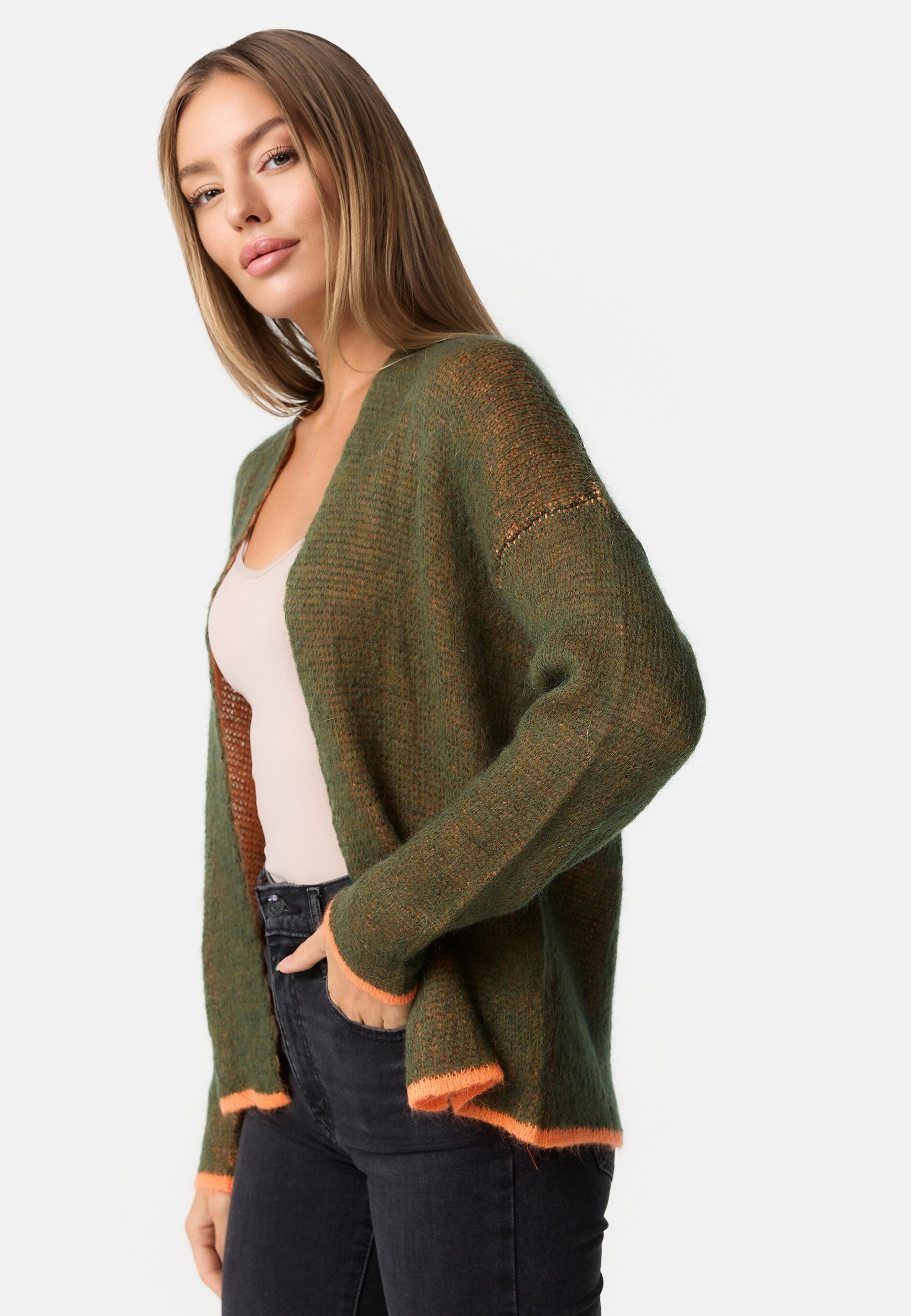 PM SELECTED Damen Auffallende Strickjacke Cardigan in Kontrastfarben in Einheitsgröße PM75