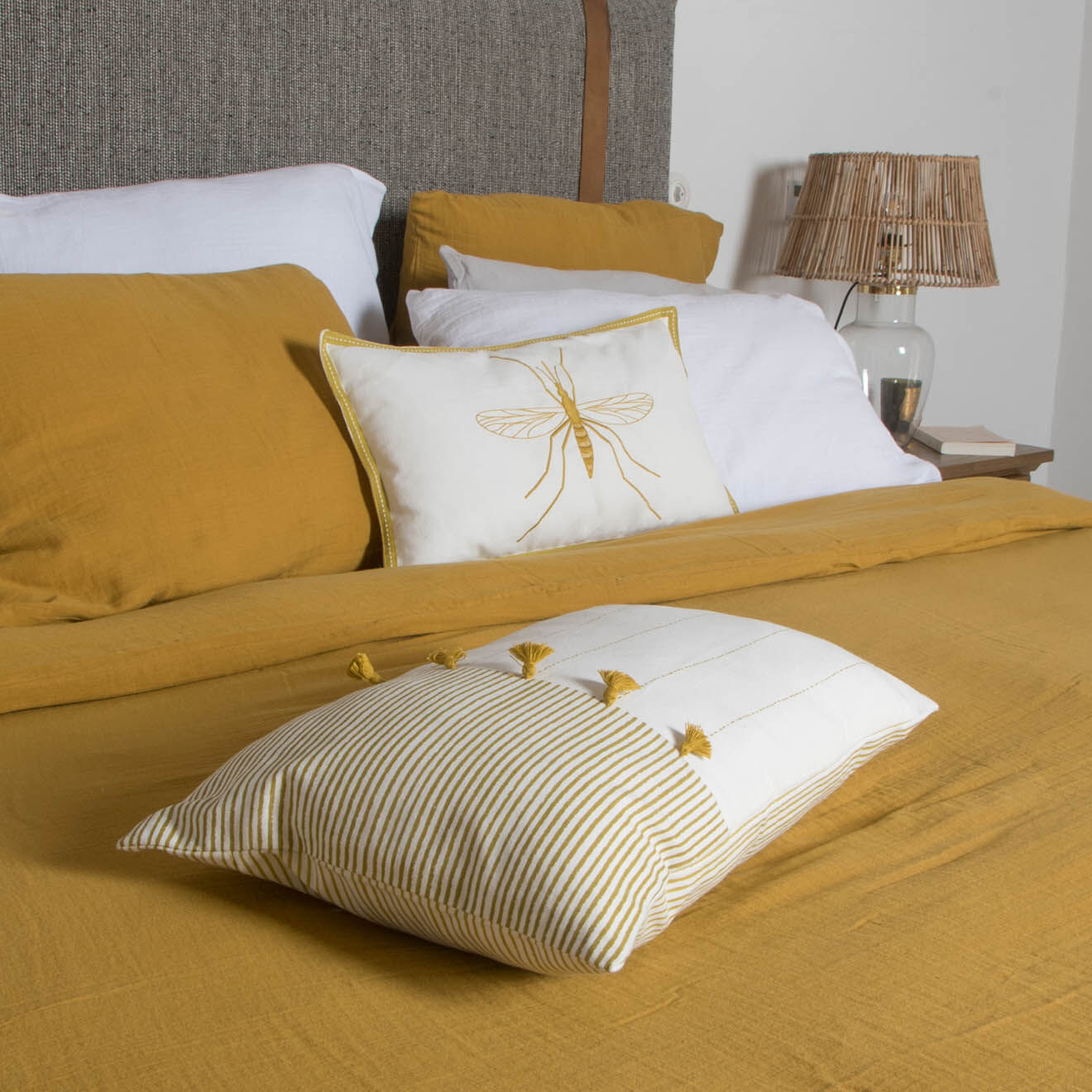 Febronie Home Taie d'oreiller 100% Gaze de Coton Clara safran