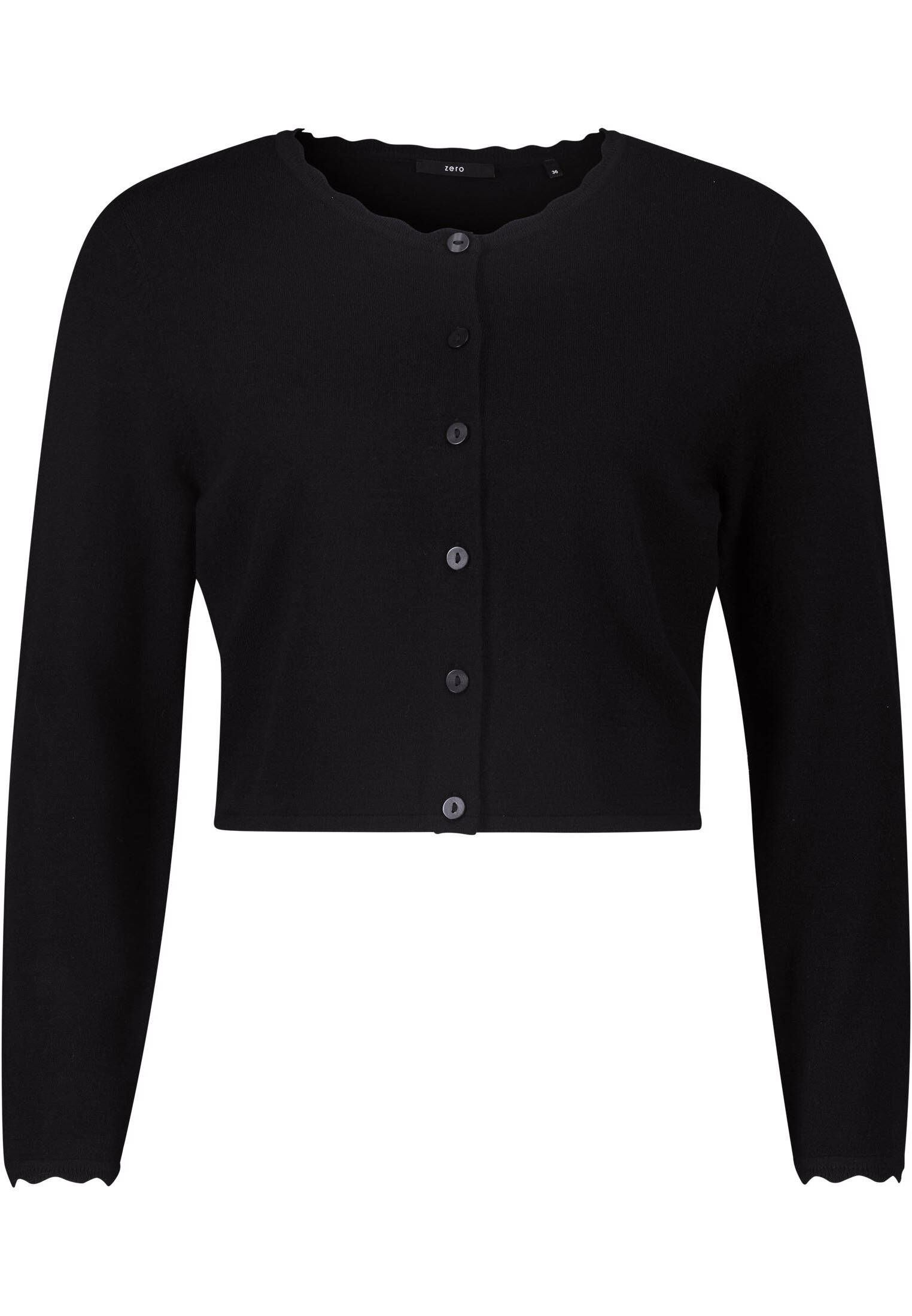 zero| Damen Kurze Strickjacke mit Wellenkante