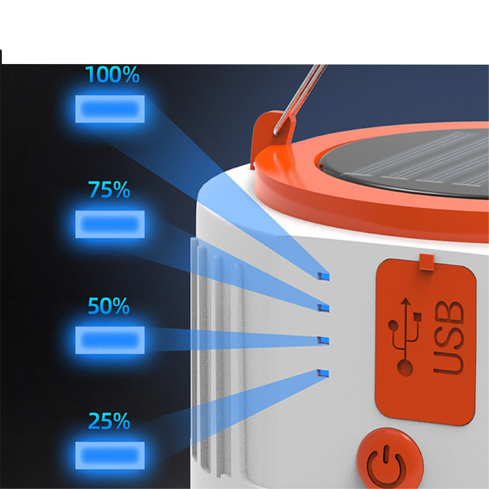 24 LED's Outdoor Solar Laterne Camping Lampe Wasserfest (IP65)   1200mAh Akku - Kaltweiss