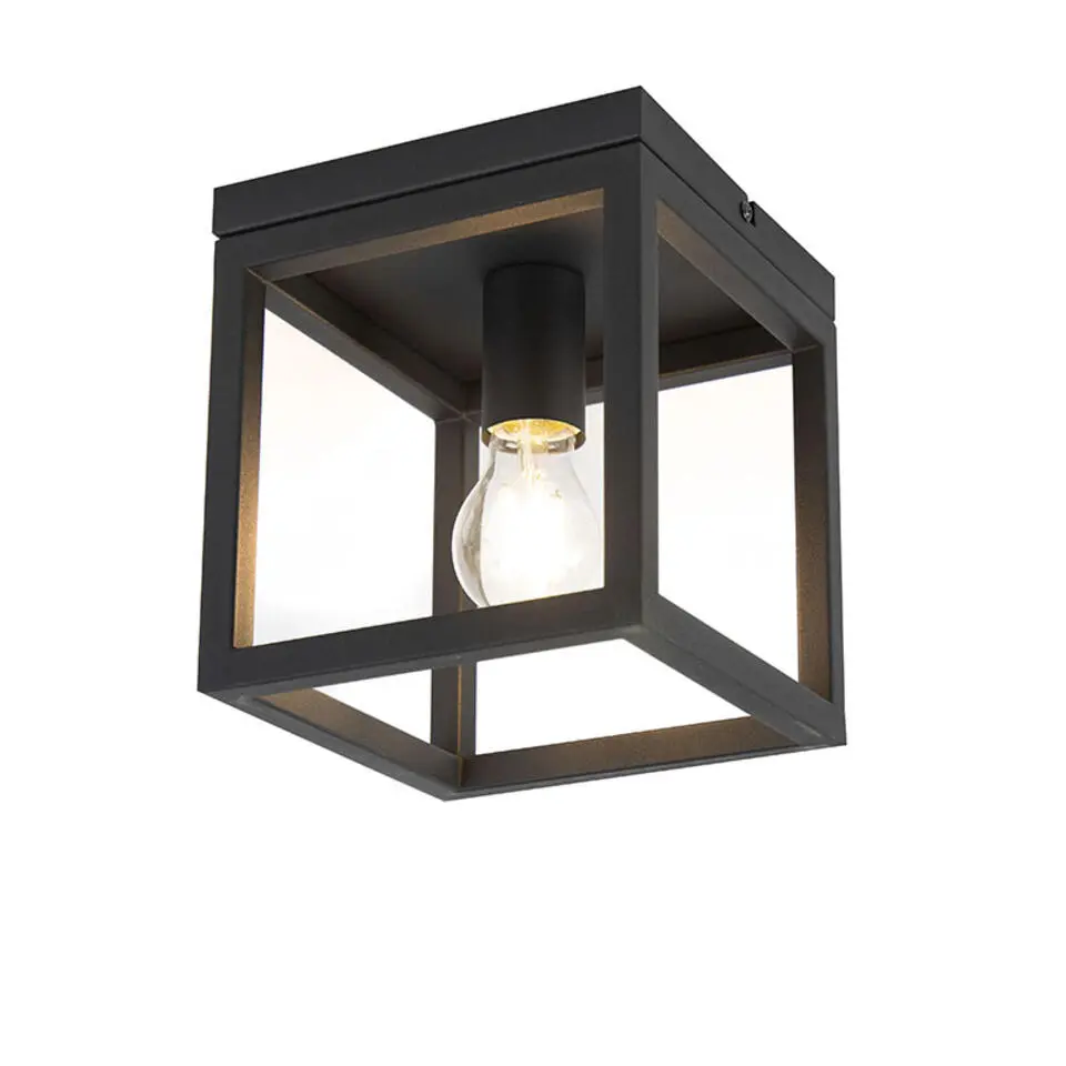 Qazqa plafondlampen cage zwart e27