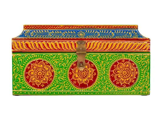 Coffret à bijoux en bois vert 27,5x14x13,5h