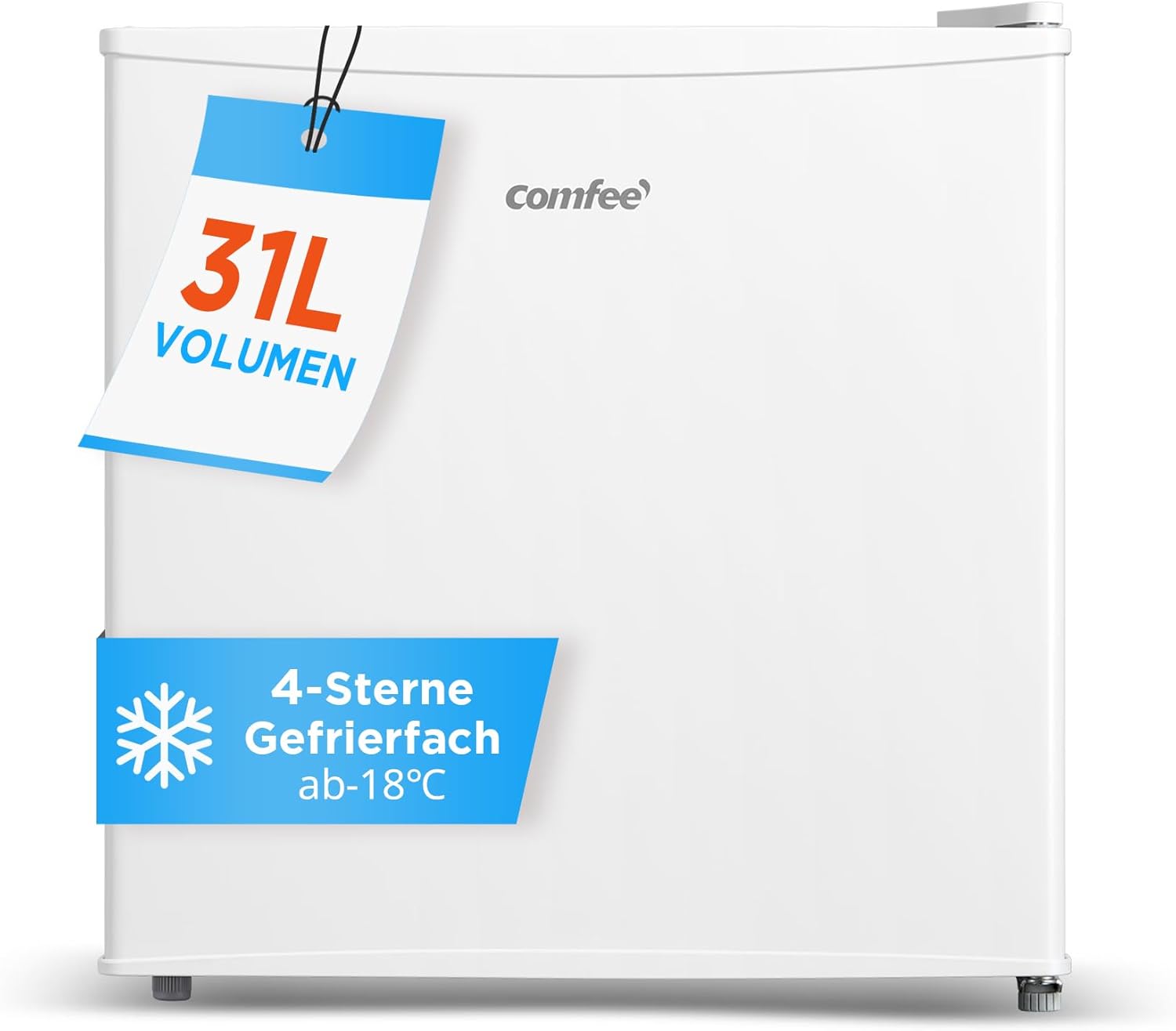 Freistehend, RCU40WH2(E) Mini Gefrierschrank/31L / 4-Sterne-Gefrierfach/Kompakte Größe/Reversibles Türscharnier/Verstellbare Standfüße / 147kWh/Jahr/Weiß