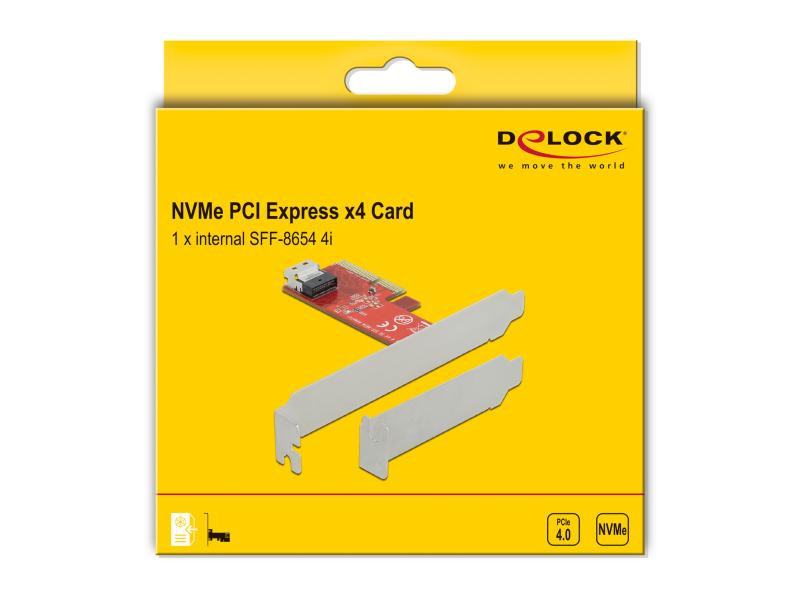 Delock Host Bus Adapter PCI-Ex4v4 - 1x SFF-8654 4i NVMe Delock PCI Express x4 Karte zu 1 x intern SFF-8654 4i NVMe – Low Profile Formfaktor