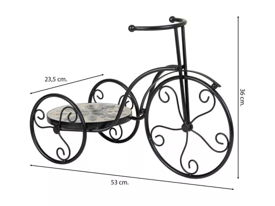 Support vélo en mosaïque et fer forgé noir 53x23.5x36h