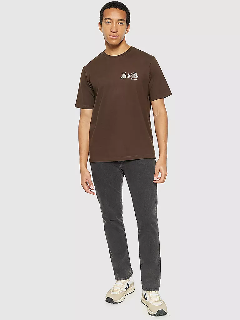 KNOWLEDGE COTTON APPAREL T-Shirt OWLS CHEST braun
