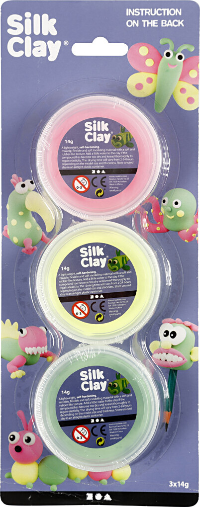 Silk Clay - 3 Farver - Modellervoks Sæt - 3X14 G