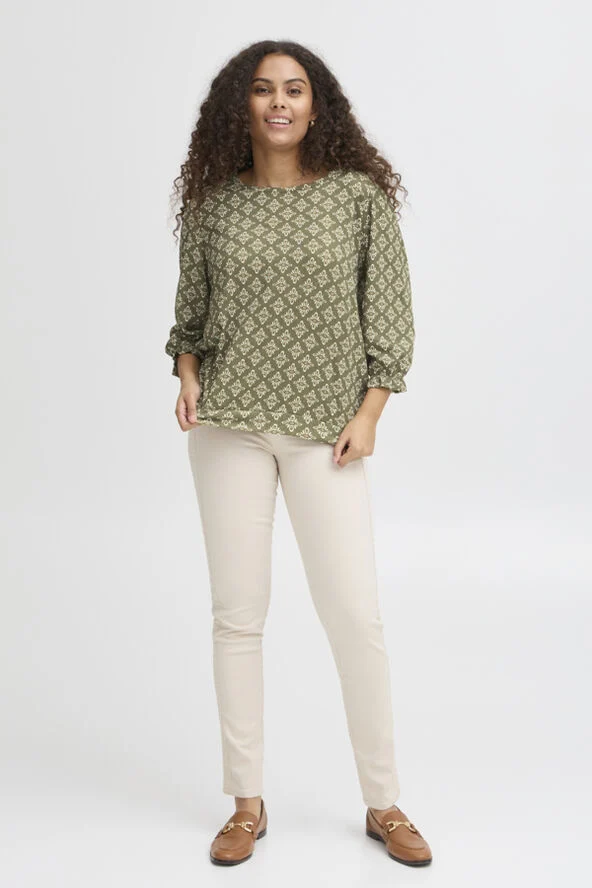 Fransa FRENORA TEE 1 Dusty olive mix
