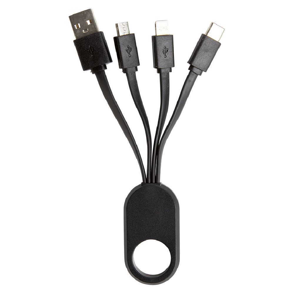 Porte clé câble de charge 3en1 lightning micro usb USBC blanc