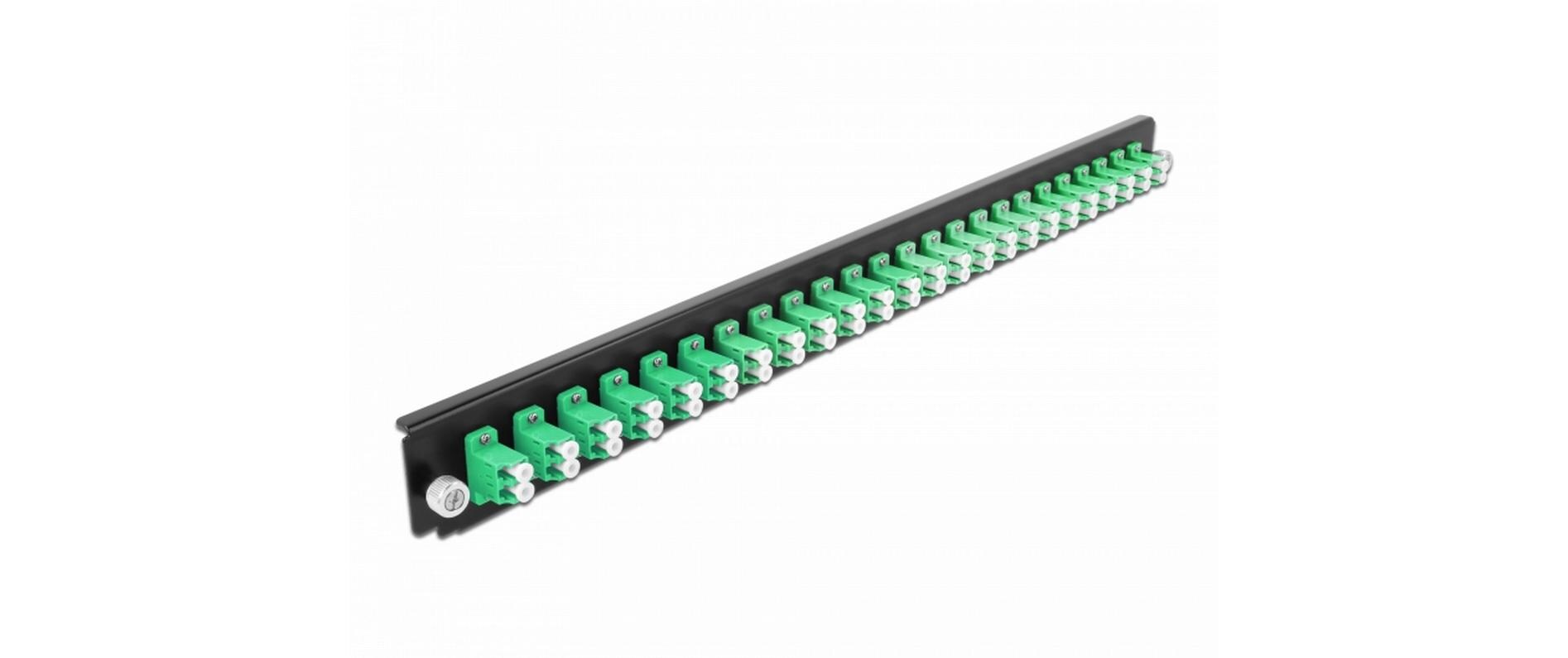 Verteilerplatte Frontblende 24 Port LC Duplex SM grünDelock 19″ Spleissbox Frontblende 24 Port LC Singlemode Duplex grün