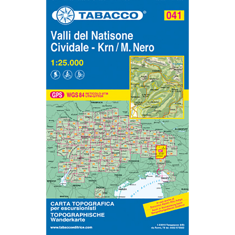 Tabacco Valli del Natisone-Cividale 041 Wandkarte