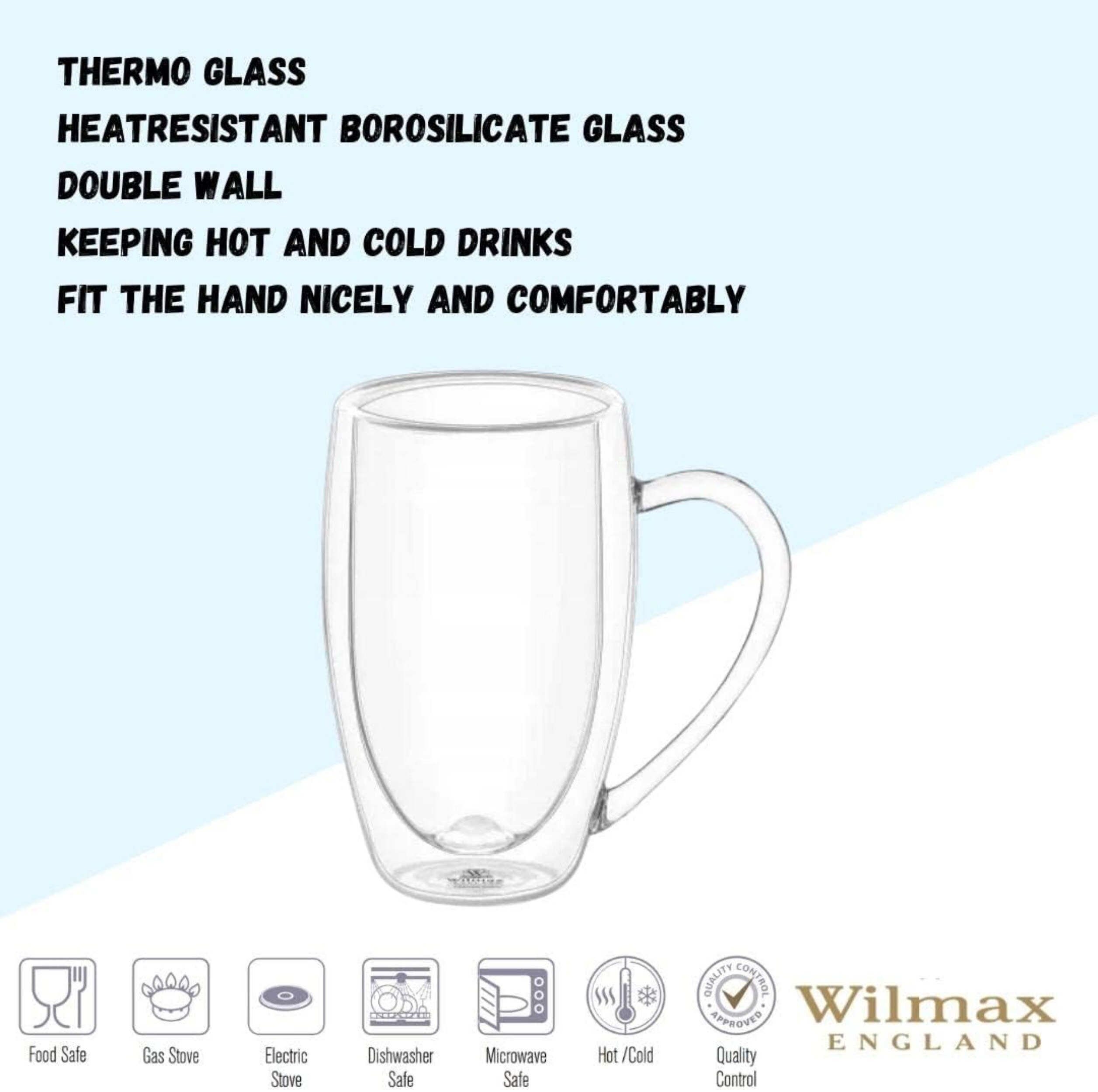 Doppelwandige Thermogläser mit Henkel, 6er-Set, 500 ml, Gläser Set, Kaffeegläser