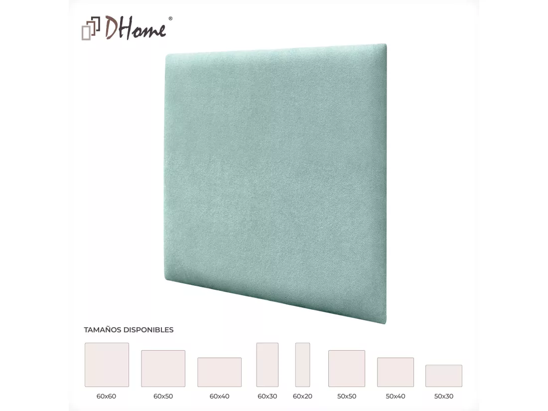 DHOME Lot de 6 Panneaux Rembourrés en Tissu Aqualine Autocollants pour Mur Acoustiques Absorbants Protection contre les choc (Vert d'Eau, 50x50cm, x6)