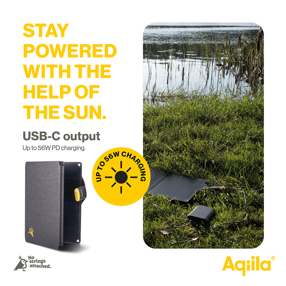 Aqiila - Sunbird P56 - Sammenfoldelig solcelleoplader med USB-C port