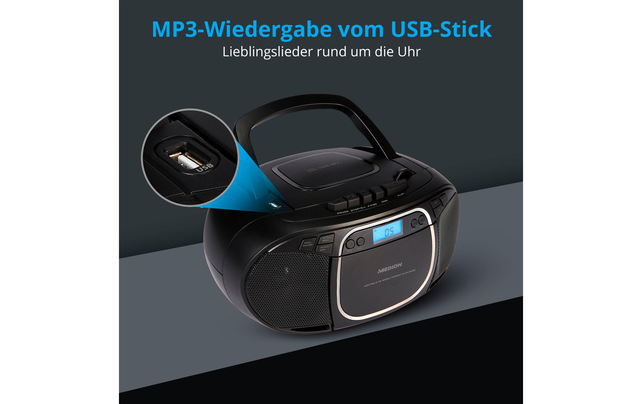 Radio/CD-Player LIFE E66476 SchwarzCD-/MP3-/Kassettenspieler