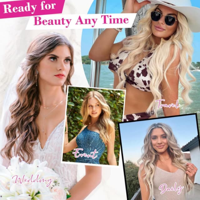 Seamless Wave hair extension paryk Sort