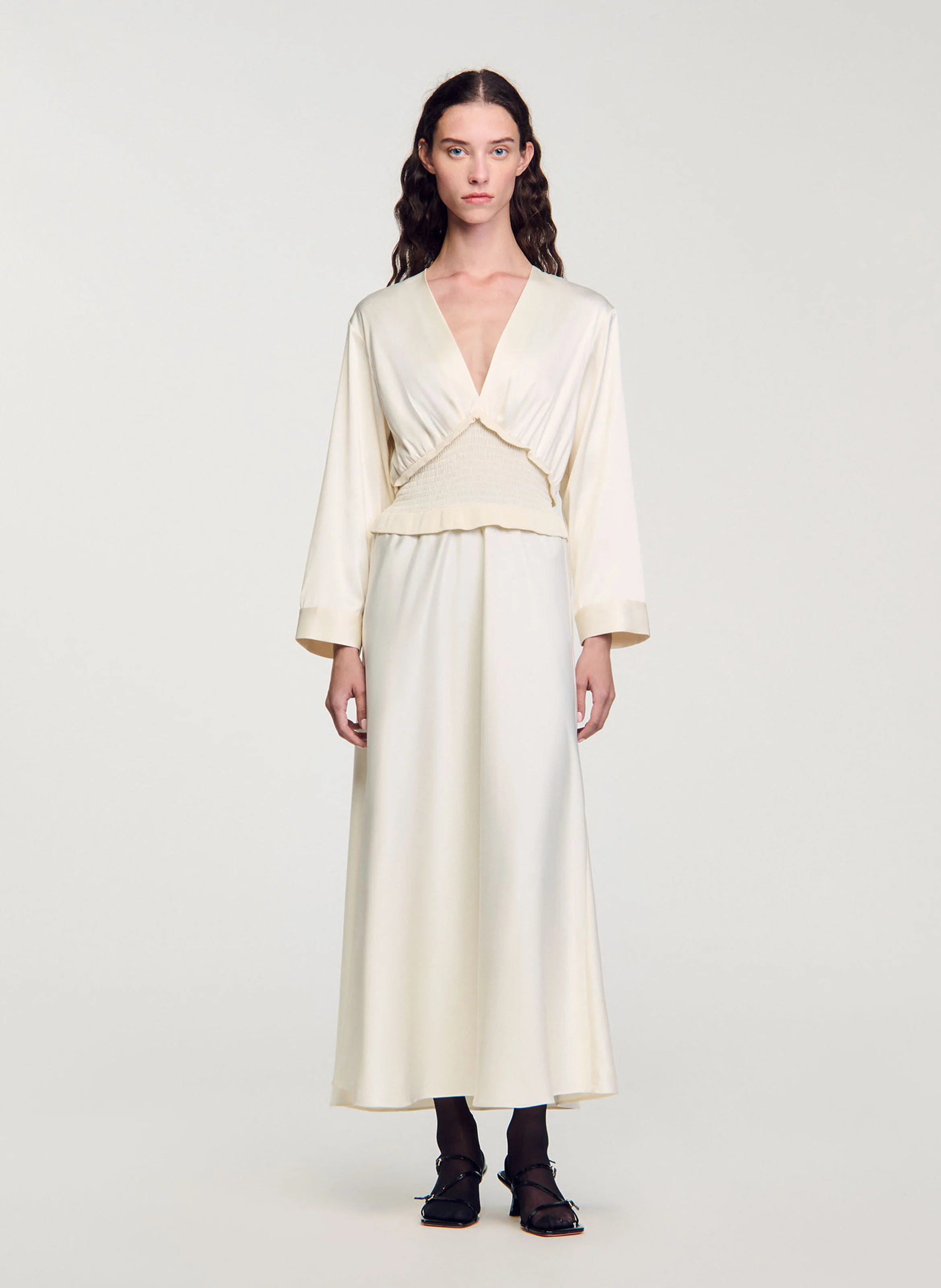 Robe longue satinée| Blanc