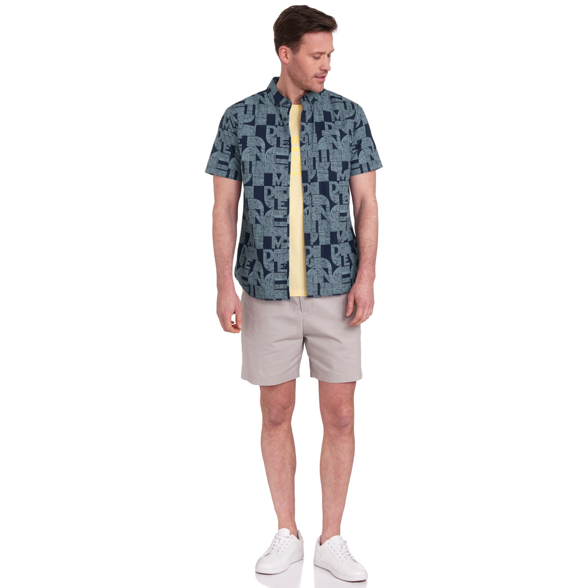 VanVaan Denim Herren Hemd  mit Allover-Muster dunkelgrau / grau