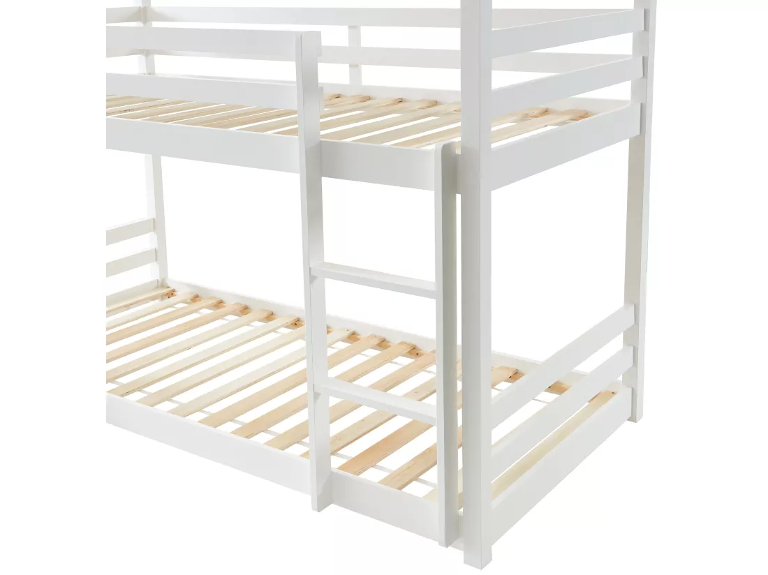 Lits superposés triple - 3 x 90 x 200 cm - Pin - Blanc + matelas - VAGAR
