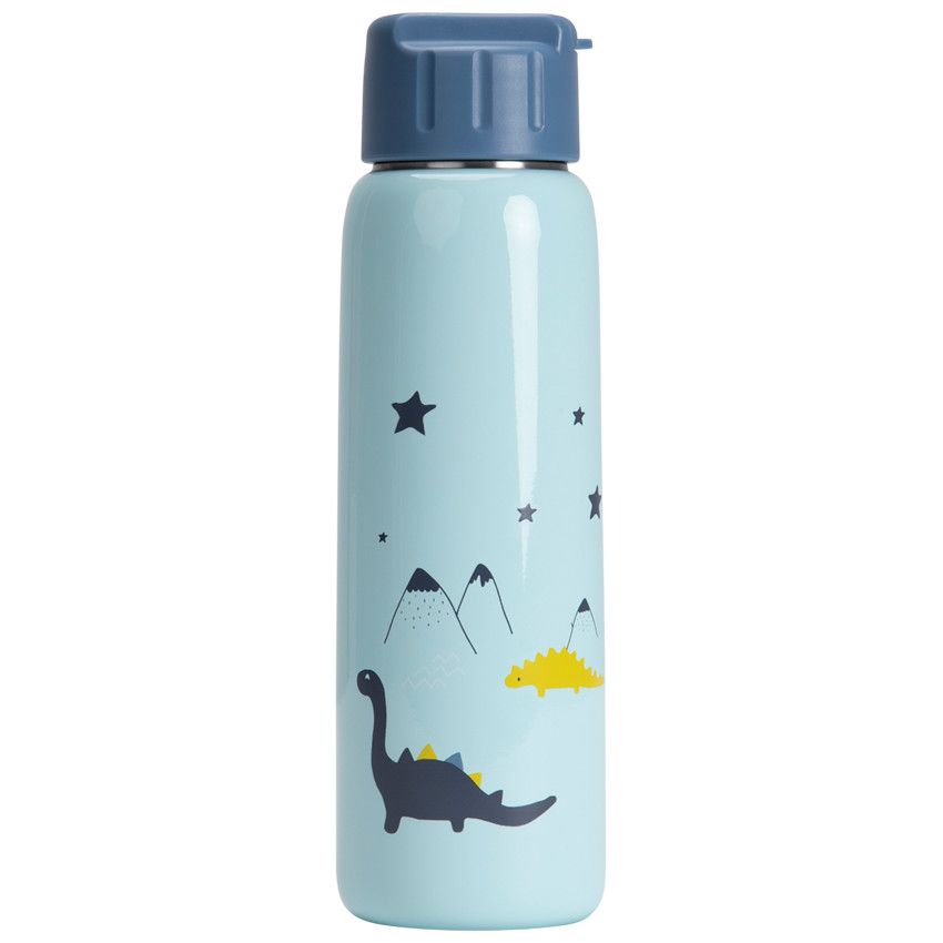 Gourde en métal avec paille 380 ml - Mes amis les dinos - Ecru