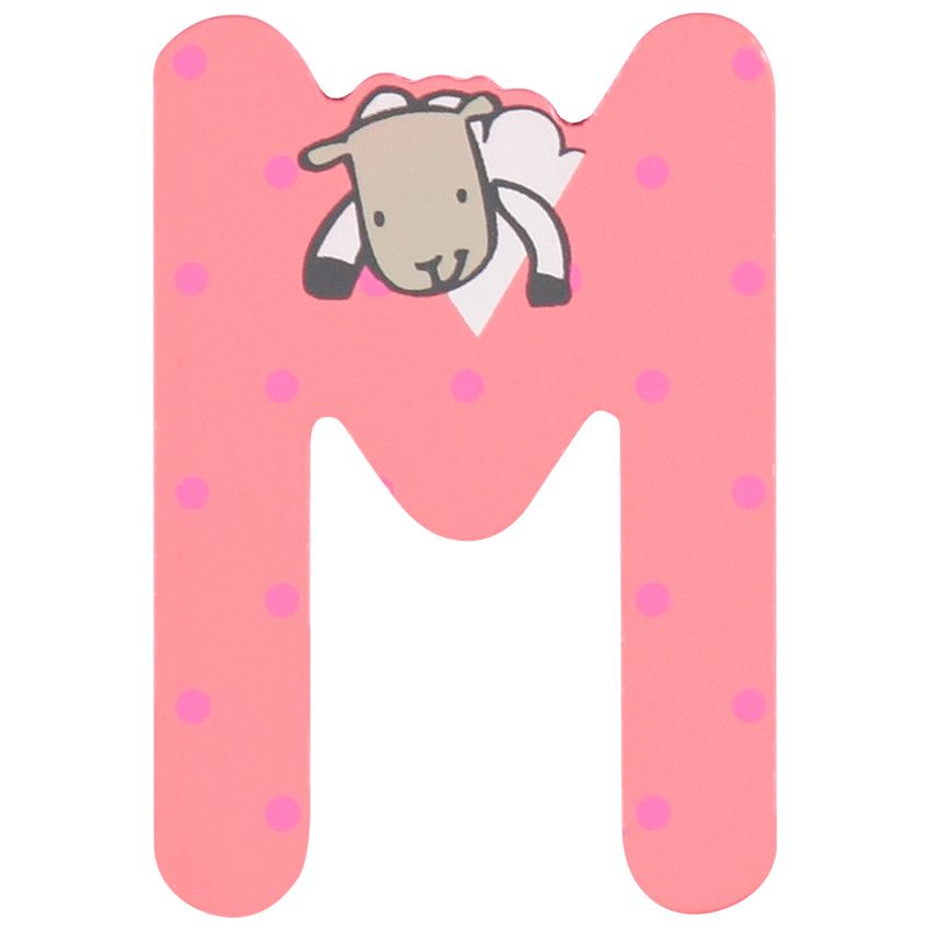 Lettre en bois M - Rose