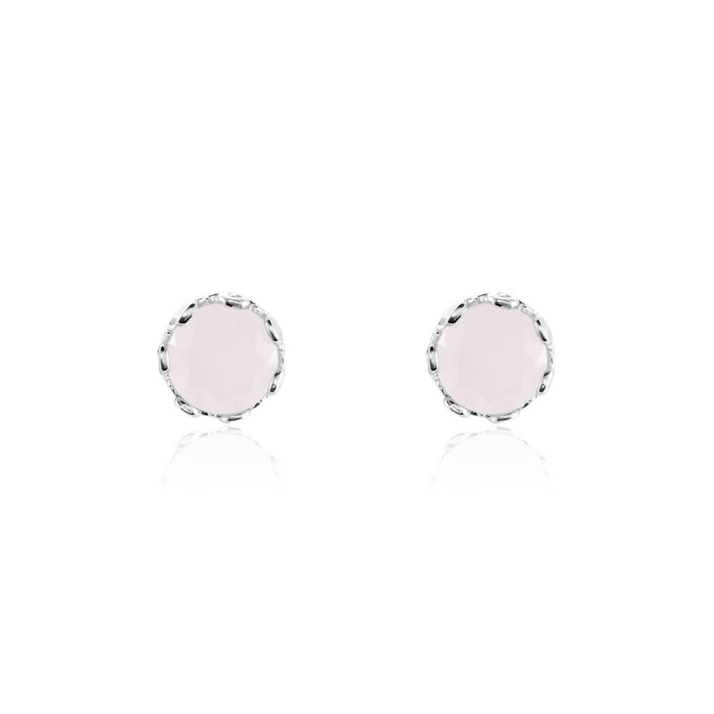 Boucles D'oreilles Puces Argent Blanc Etnosus Verre