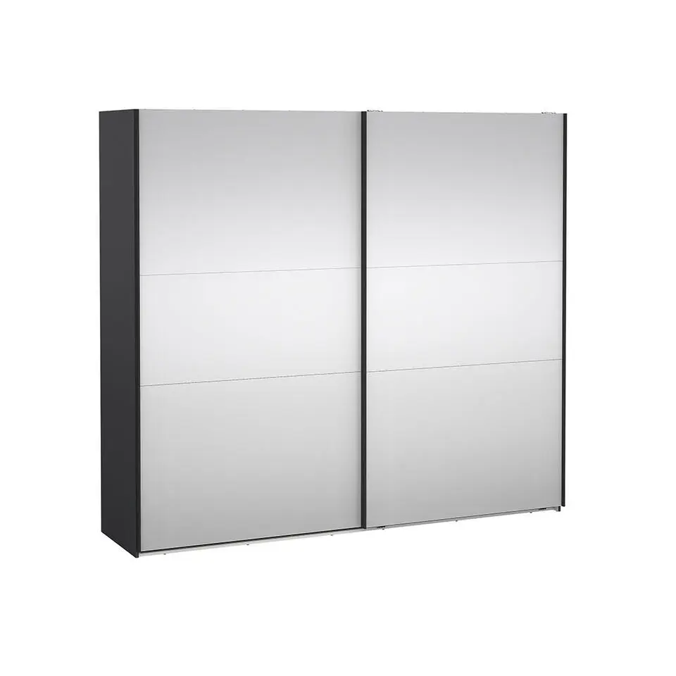 Hioshop Como schuifdeurkast 2 deuren met spiegel 245x220cm mat grijs
