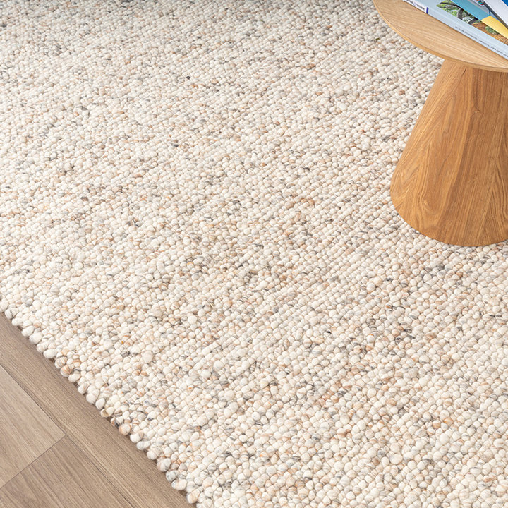 Wollen vloerkleed - Oliver Beige | Bolletjes vloerkleed