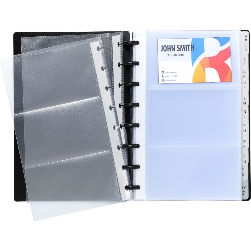 Porte-cartes de visite Exacompta polypropylène 16 x 21 cm noir- 120 cartes
