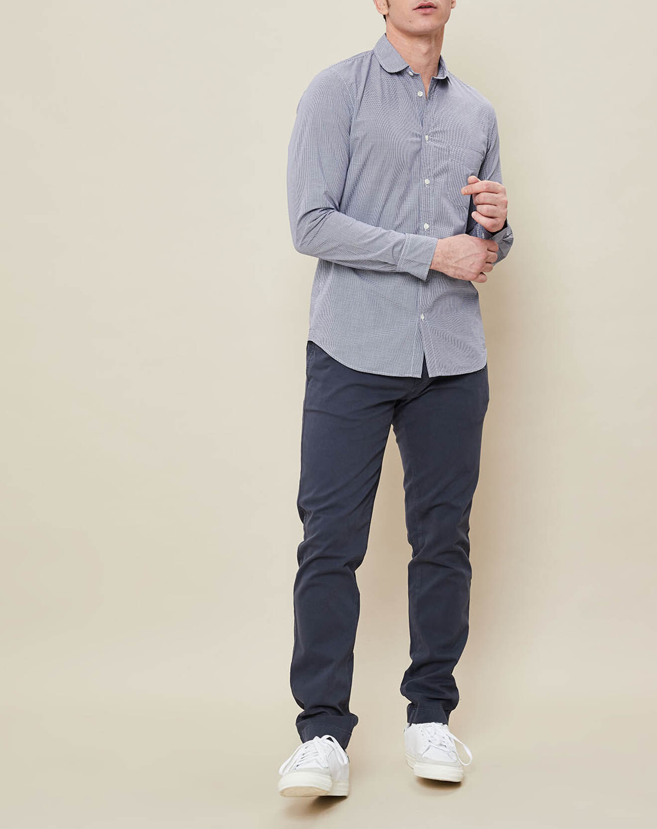 Hartford Chemise Slim Sun à carreaux blanc/bleu