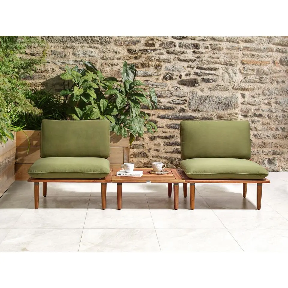 FRASCATI - Loungeset voor 2 - Olijfgroen - Acaciahout