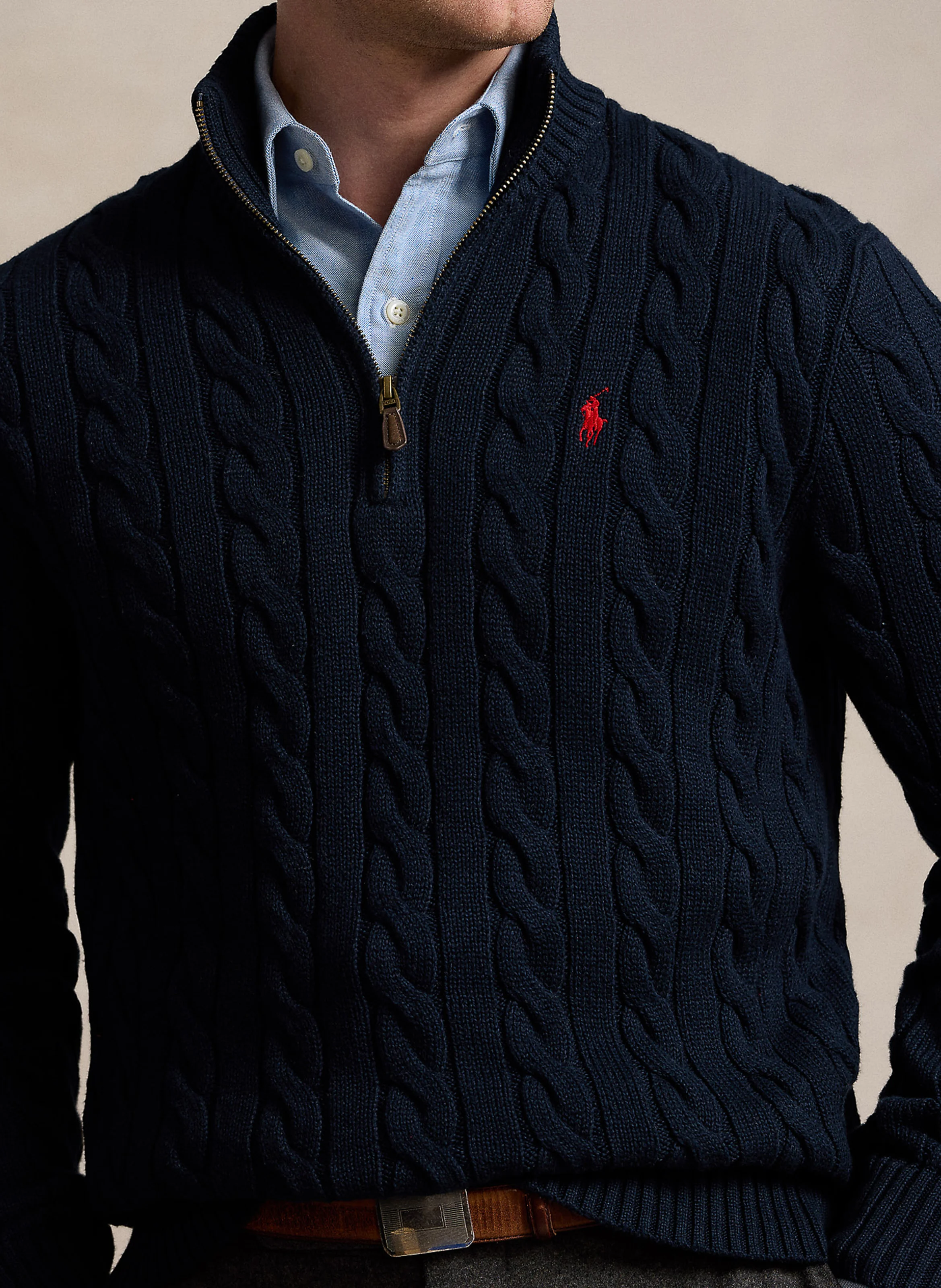 Pull maille torsadée en coton | Bleu