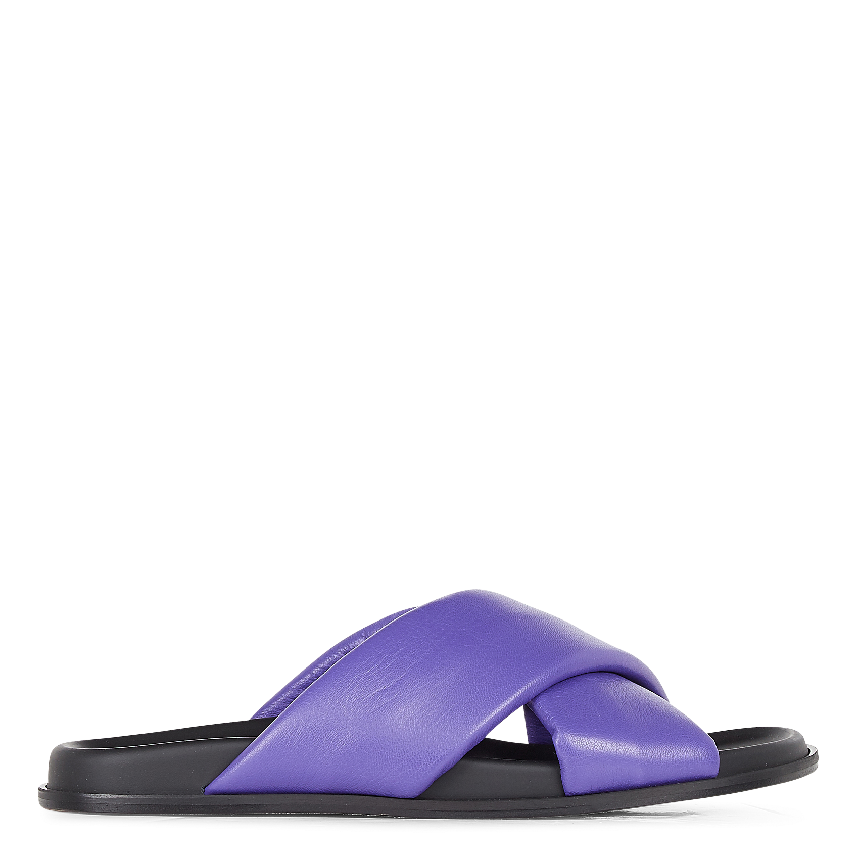 Mules croisées en cuir| Violet