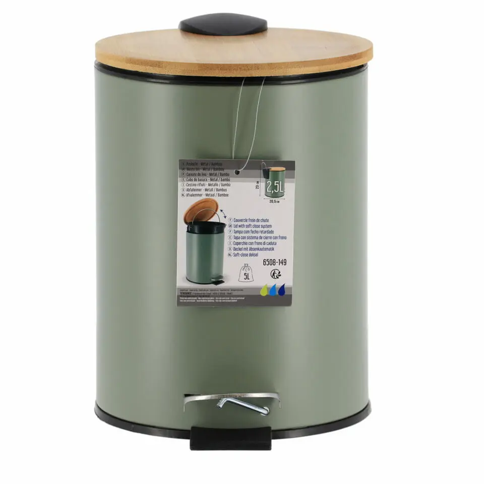 Tendance Badkamer prullenbak Bamboo vibe - soft close - 3 ltr