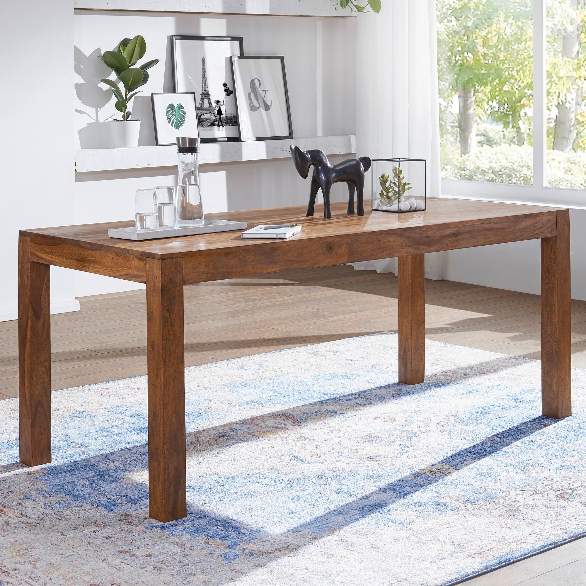 KADIMA DESIGN Massiver Sheesham Esstisch, 140x80 cm, modernes Design, stabile Standbeine, einfache Pflege, ideal für Esszimmer und Küche