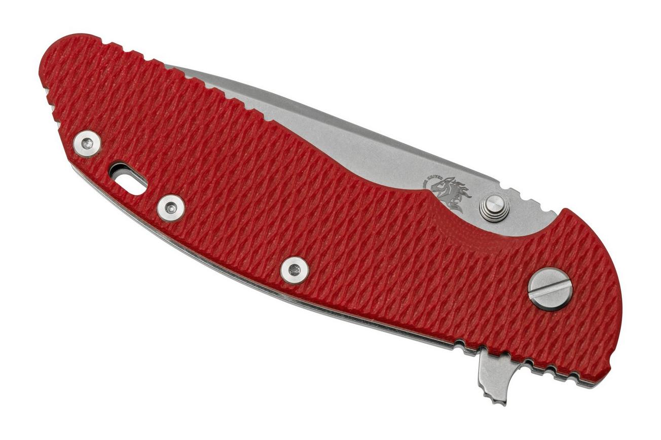 Rick Hinderer XM-24 4.0, S45VN Spanto Stonewash, Red G10, zakmes