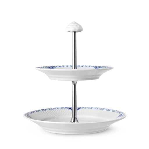 Royal Copenhagen Prinsesse 2-Lag Étagère, Hvid, Ø22 cm