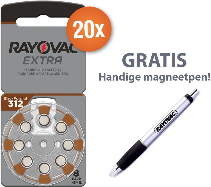 Rayovac - Type 312 - Knoopcellen - 20 x 8 stuks