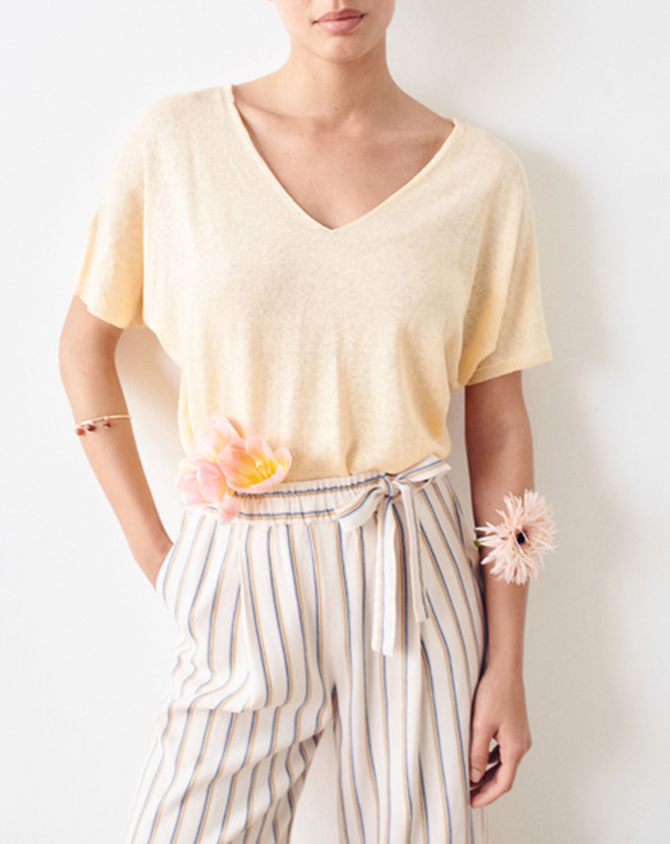 Caroll Pull 100% Lin Milane jaune clair