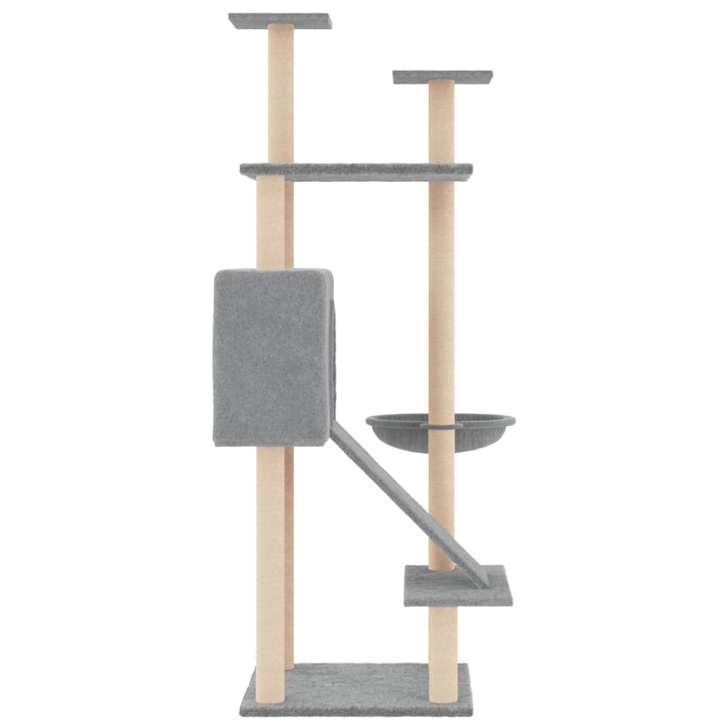 Arranhador para gatos vidaXL com postes de sisal cinza claro, 153 cm