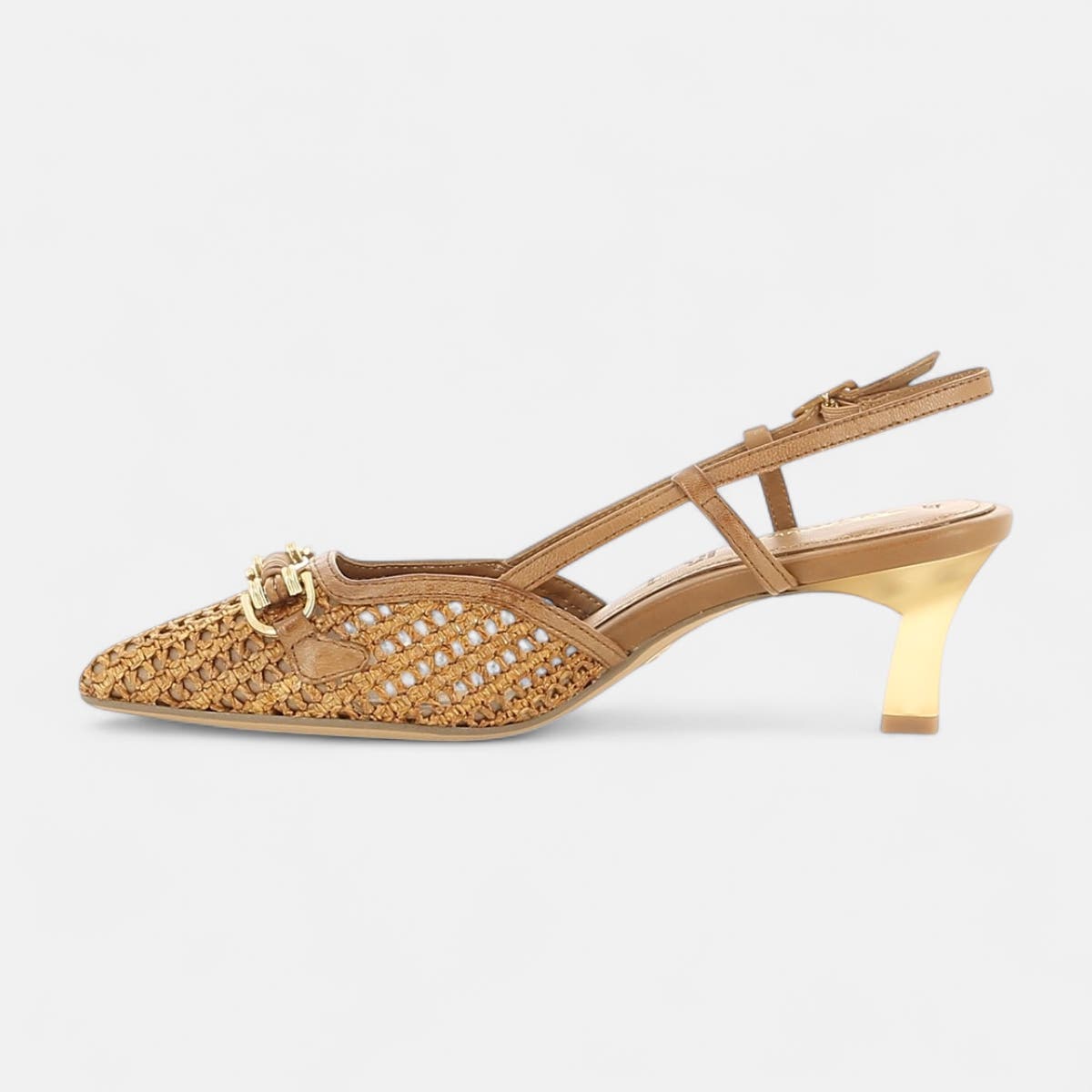 Escarpins avec bride arrière à talon Femme cognac