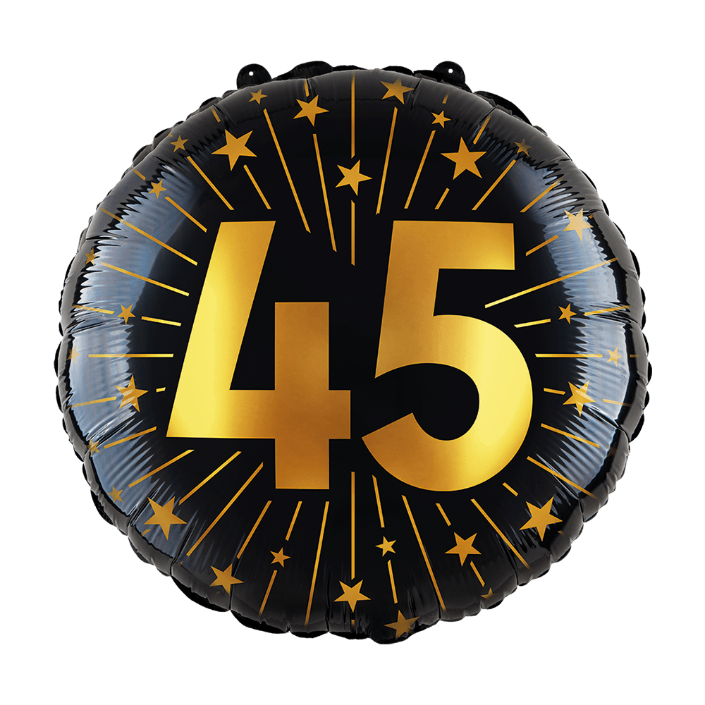 45 Jaar Helium Ballon Zwart Goud Leeg 45cm