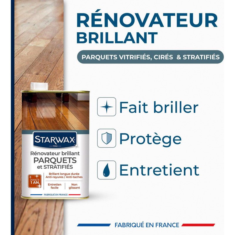 Rénovateur longue durée parquets sols stratifiés - brillant - 1 L