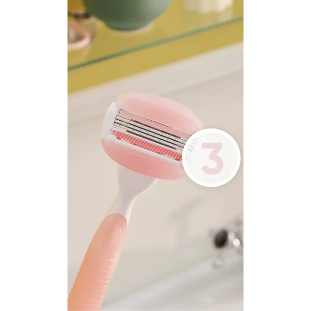 (3-tlg. Set) Comfortglide Spa Breeze Rasierer Damen Nass Rasierer mit 3-fach Klinge - Rosa