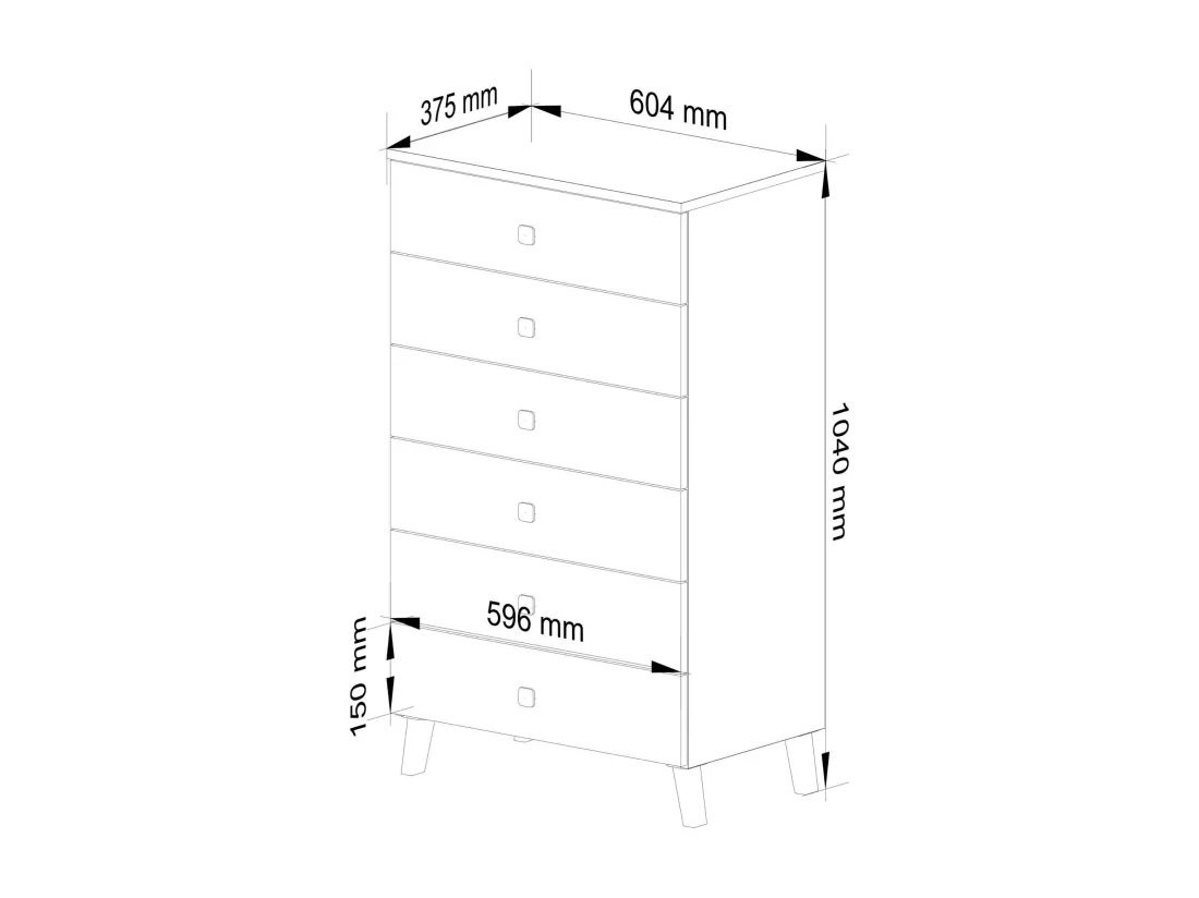 Commode AKORD MOBI Cachmire 60 cm 6 tiroirs 60x37x104 cm