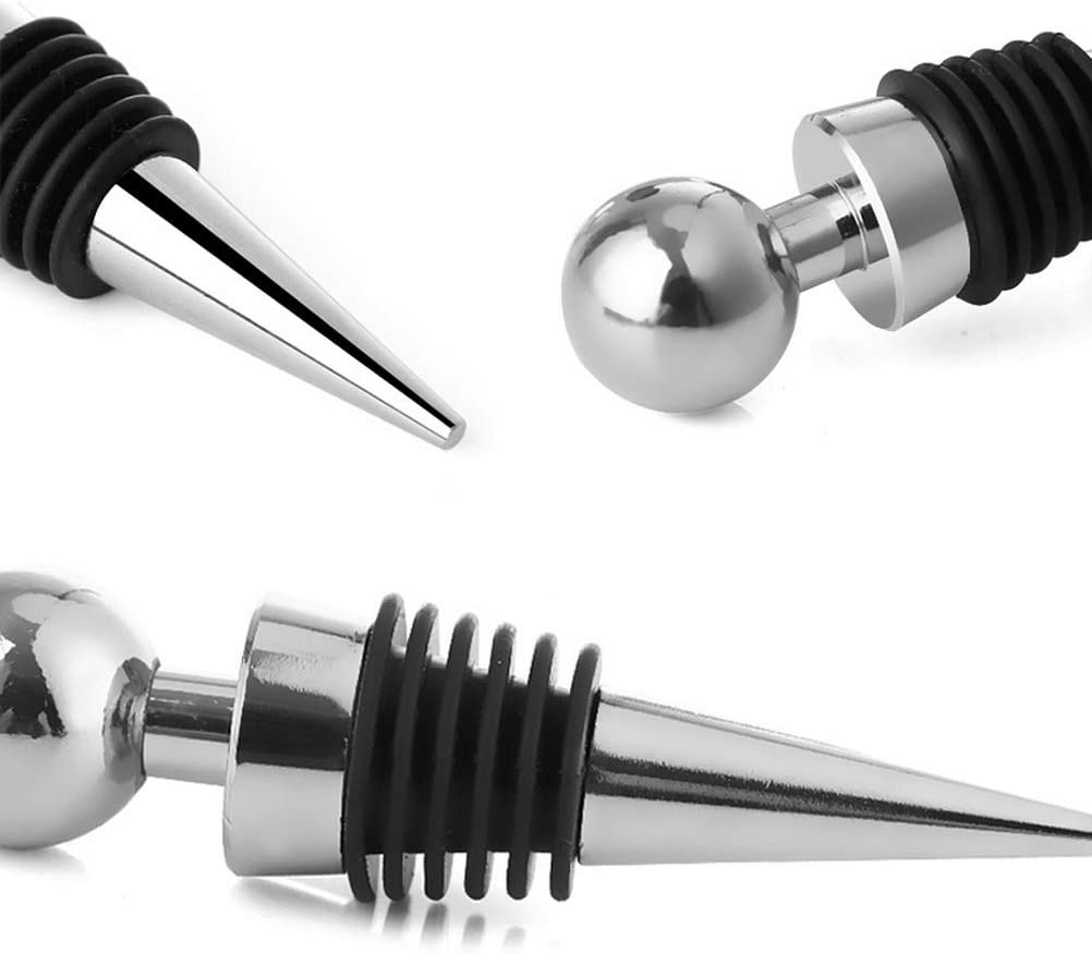 (3er Set) Wein Flaschenverschluss Stopper - Silber / Schwarz