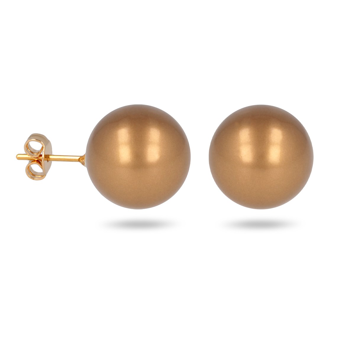 Boucles d'oreille plaqué or boule dorée 14MM