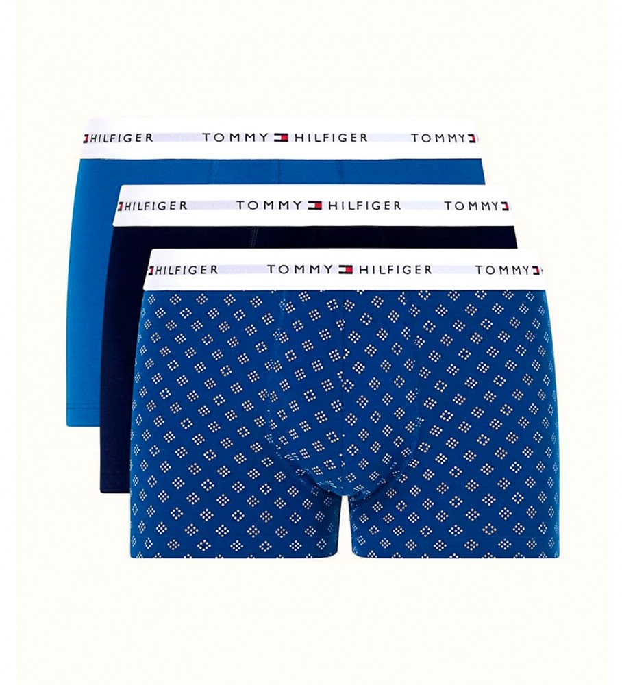 Pacote com 3 cuecas boxer azuis essenciais da Tommy Hilfiger